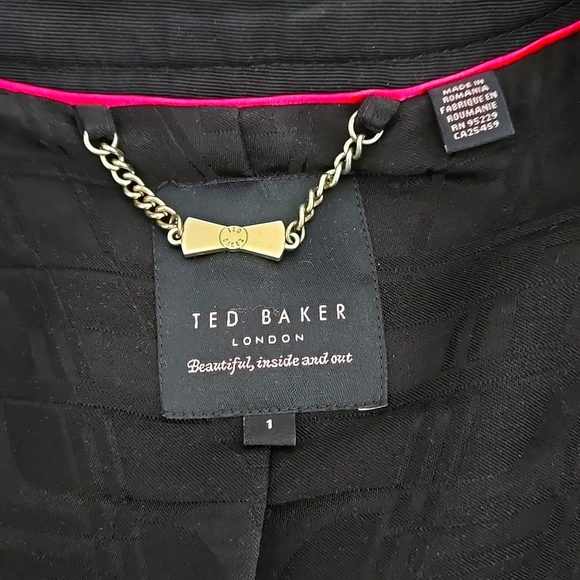 Ted Baker Womans Black & Gold Glitter Thread Fitted Jacket - Picture 7 of 9